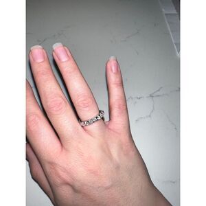 Sterling Silver Cubic Zirconia Eternity Band‎ Ring Wedding Anniversary Size 5